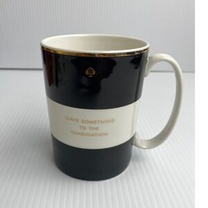 Kate Spade Lenox Black & White Striped Simply Sparkling Gold Rim Coffee Mug/Cup